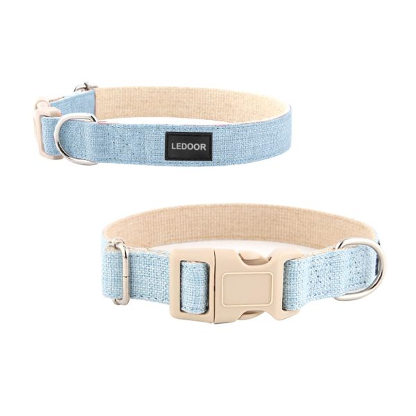 Ledorr Collars for Pets Light Blue Cotton Hemp Dog Collar for All Sizes - Image 2