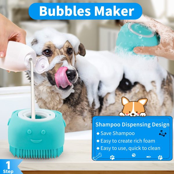 Ledorr Pet Products 3PCS Set Adjustable Ring Handle Blue Dog Bath Brush - Image 2