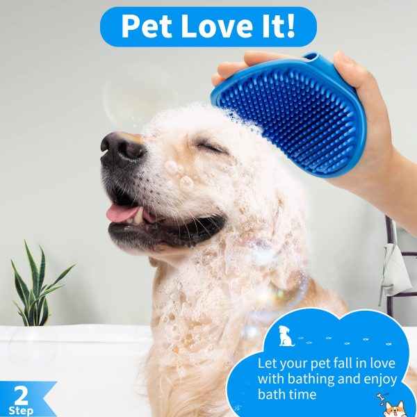 Ledorr Pet Products 3PCS Set Adjustable Ring Handle Blue Dog Bath Brush - Image 3