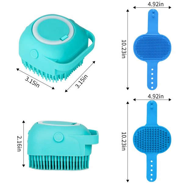 Ledorr Pet Products 3PCS Set Adjustable Ring Handle Blue Dog Bath Brush - Image 6