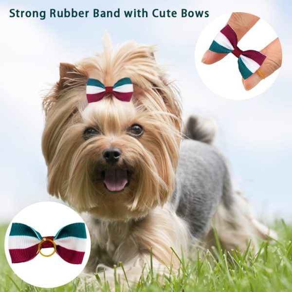 Ledorr Polka Dot Hair Bows with Rubber Bands for Small Dogs and Puppies - Image 5